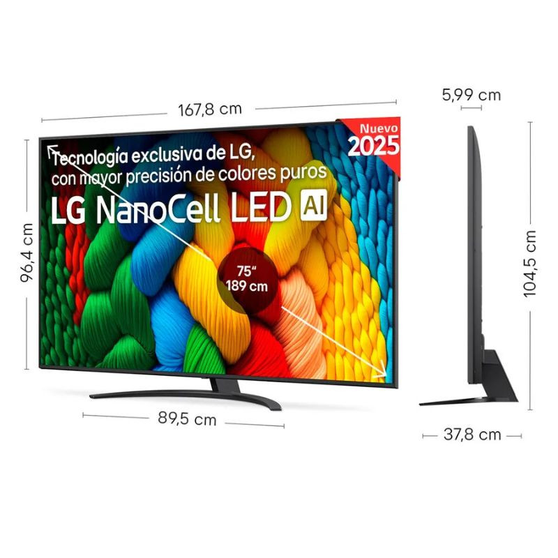LG 75NANO81A6A 75" 4K Ultra HD NanoCell Smart TV Negro - Imagen 6