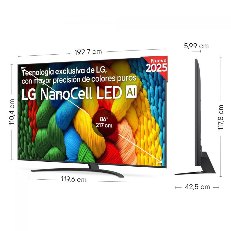 LG 86NANO81A6A – 86″ NanoCell 4K Ultra HD Smart TV (Negro) - Imagen 8